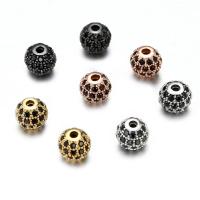 Zirkonia Micro pflastern Korn, Messing, rund, plattiert, Micro pave Zirkonia, keine, 8x8mm, Bohrung:ca. 1mm, 5PCs/Menge, verkauft von Menge