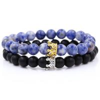 Zinc Alloy Rhinestone Bracelets, with Gemstone, Crown, plated, Unisex & with rhinestone, 8mm Approx 7.29-7.49 Inch 