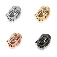 Zirkonia Micro pflastern Korn, Messing, Buddha, plattiert, Micro pave Zirkonia, keine, 9.8x13.7mm, Bohrung:ca. 1mm, 5PCs/Menge, verkauft von Menge