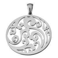 Stainless Steel Hollow Pendant, Flat Round, fashion jewelry, original color Approx 