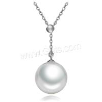 Collar de la joyería de plata esterlina, Plata de ley 925, con Shell Pearl, chapado, para mujer, más colores para la opción, longitud:aproximado 21.6 Inch, Vendido por UD