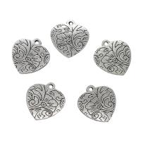 Colgantes de Aleación de Zinc en Forma de Corazón, Corazón Aplanada, chapado en color de plata antigua, 20.5x19x2mm, agujero:aproximado 1mm, Vendido por UD