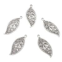 Pendentifs feuilles en alliage de zinc , Plaqué de couleur d'argent Environ 2mm, Vendu par PC