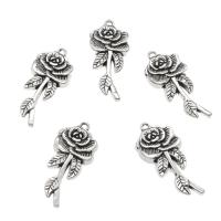 Zinc Alloy Flower Pendants, Rose, antique silver color plated Approx 2mm 