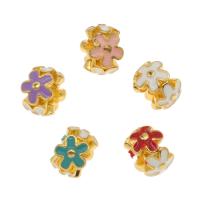 Abalorios de Aleación de Zinc en Forma Flor, metal, chapado en color dorado, esmalte, más colores para la opción, 12x12x8mm, agujero:aproximado 3mm, Vendido por UD