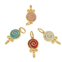 Zinc Alloy Enamel Pendants, Brass, Lollipop, gold color plated Approx 3mm 