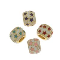 Zinc Alloy Large Hole Beads, gold color plated, enamel Approx 4mm 