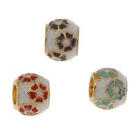 Zinc Alloy Large Hole Beads, Brass, gold color plated, enamel Approx 4mm 