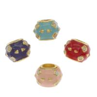 Zinc Alloy Large Hole Beads, Brass, gold color plated, enamel Approx 4mm 