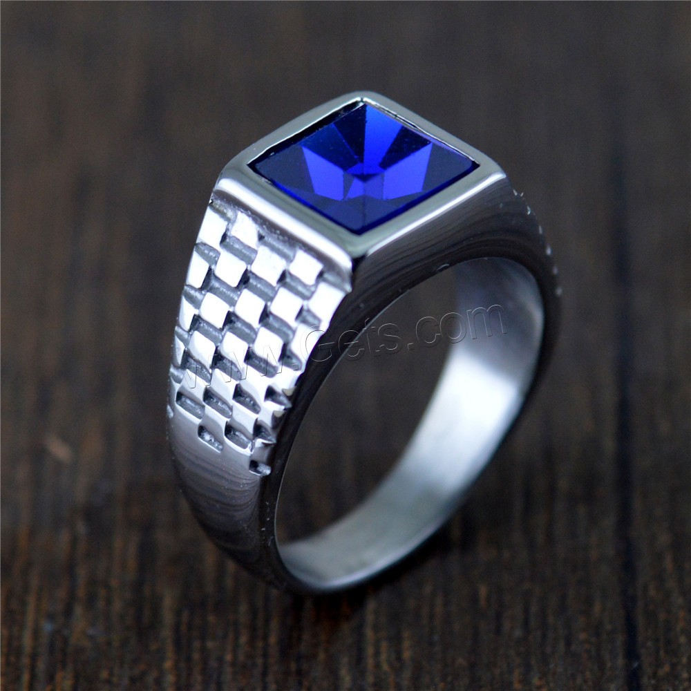 Titanium Steel Finger Ring, with Crystal, vintage & Unisex, more colors for choice, 4mm,11mm, Sold By PC