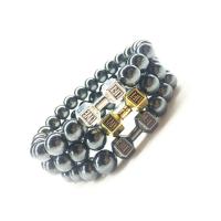 Moda pulseras de la aleación de Zinc, con Hematite, Mancuerna, chapado, Joyería & unisexo, más colores para la opción, 19mm, longitud:aproximado 7.5 Inch, Vendido por Sarta