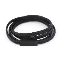 PU de microfibra Pulsera, Joyería & multicapa & unisexo & diverso tamaño para la opción, Negro, Vendido por UD