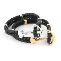 Titanstahl Armband, mit PU Leder, Doppelschicht & Modeschmuck & unisex, keine, verkauft von PC