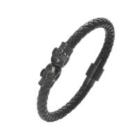 Titanstahl Armband, mit PU Leder, Schädel, Modeschmuck & unisex, keine, verkauft von PC