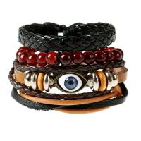 Faux Leather Bracelet, with Linen & PU Leather & Zinc Alloy, Star, silver color plated, Unisex, nickel, lead & cadmium free, 60mm 