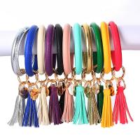 PU Leather Bangle, with Zinc Alloy, Tassel, gold color plated, for woman & enamel nickel, lead & cadmium free, 180*85mm 