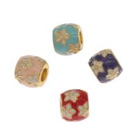 Zinc Alloy Large Hole Beads, Brass, gold color plated, enamel Approx 4mm 