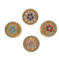 Zinc Alloy Large Hole Beads, Brass, gold color plated, micro pave cubic zirconia & enamel Approx 4mm 