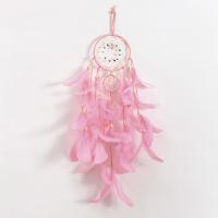 Fashion Dreamcatcher, Eisen, mit Feder & PU Leder, handgemacht, verschiedene Stile für Wahl, Rosa, 550x110mm, verkauft von PC