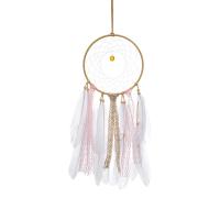 Fashion Dreamcatcher, Eisen, mit Feder & Holz, handgemacht, verschiedene Stile für Wahl, weiß, 500x160mm, verkauft von PC