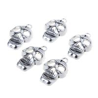 Colgantes de Aleación de Zinc en Forma Calavera, chapado en color de plata, Vintage & Mini & Joyería & Bricolaje, libre de níquel, plomo & cadmio, 35*23mm, 10PCs/Bolsa, Vendido por Bolsa