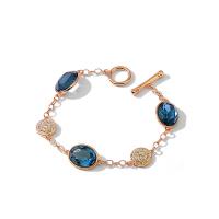 aleación de zinc Pulsera, con Cristal austriario & cúbica circonia, chapado en color dorado, Joyería & para mujer & facetas, más colores para la opción, 183*15mm, 2Strandsfilamento/Bolsa, Vendido por Bolsa