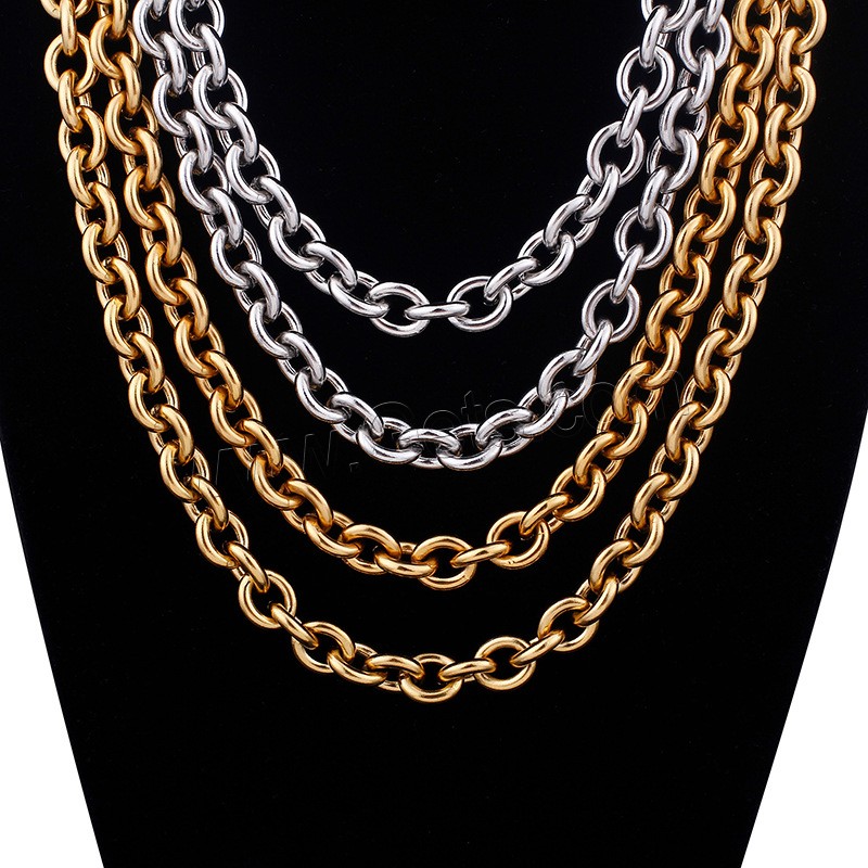 Titanium Steel Chain Necklace, plated, Unisex & different size for choice & oval chain, more colors for choice, 9.5mm, Sold By Strand