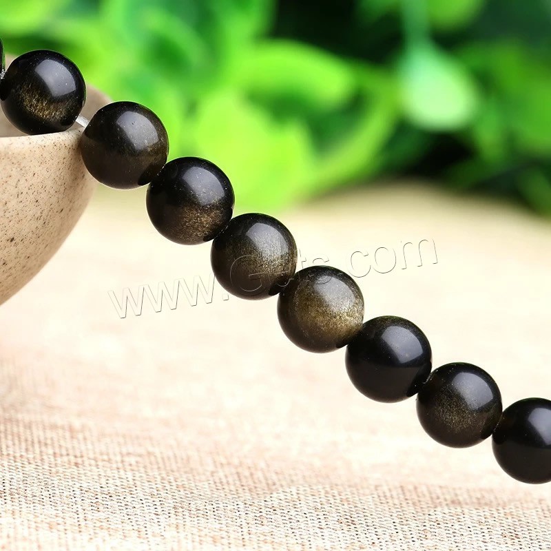 Gold Obsidian Beads, Round, polished, DIY & different size for choice, Hole:Approx 1mm, Sold By Strand