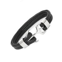 Stainless Steel Bracelet, with PU Leather, fashion jewelry & Unisex 