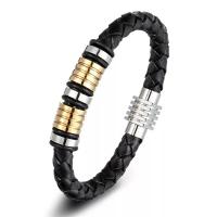 Stainless Steel Bracelet, with PU Leather, fashion jewelry & Unisex 