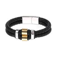 acier inoxydable bracelet, avec cuir PU, bijoux de mode & unisexe, plus de couleurs à choisir, Vendu par PC