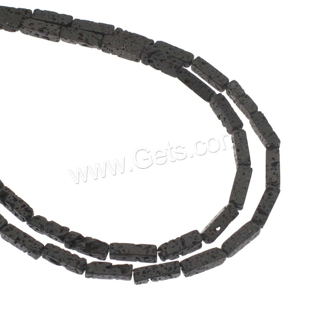 Perles de lave naturelle, lave volcanique, rectangle, normes différentes pour le choix, noire, Trou:Environ 1mm, Longueur:Environ 14.9 pouce, Vendu par brin