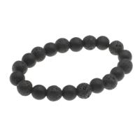 Lava Bead Bracelet, with Black Stone, Round, fashion jewelry & Unisex, black, 8mm Approx 7.5 Inch 