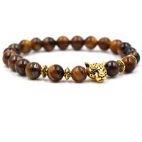 Tiger Eye Stone Bracelets, with Zinc Alloy, fashion jewelry & Unisex 8mm Approx 7.48 Inch 