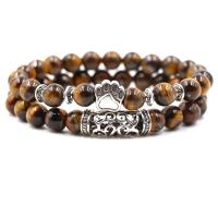 Tiger Eye Stone Bracelets, with Zinc Alloy, fashion jewelry & Unisex 8mm Approx 7.48 Inch 