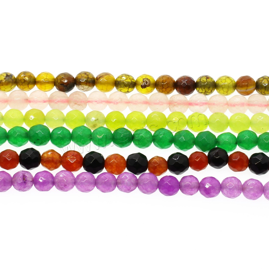 Mixed Agate Beads, Gemstone, Round, different materials for choice & different size for choice & faceted, Hole:Approx 1mm, Length:Approx 14.9 Inch, Sold By Strand