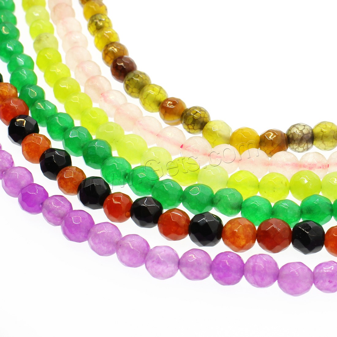 Mixed Agate Beads, Gemstone, Round, different materials for choice & different size for choice & faceted, Hole:Approx 1mm, Length:Approx 14.9 Inch, Sold By Strand