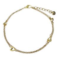 Edelstahl Charm Armband, mit Verlängerungskettchen von 1.5Inch, goldfarben plattiert, Oval-Kette & für Frau & 2 strängig, 12x6.5mm,1.5mm, Länge:ca. 9.5 ZollInch, verkauft von Strang