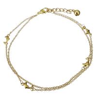 Edelstahl Charm Armband, mit Verlängerungskettchen von 1.5Inch, goldfarben plattiert, Oval-Kette & für Frau & 2 strängig, 12x5.5mm,1.5mm, Länge:ca. 9.5 ZollInch, verkauft von Strang