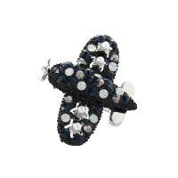 Zinc Alloy Jewelry Brooch, Airplane, plated, Unisex & with rhinestone, black, 33*41mm 