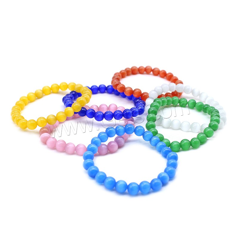 Bracelets Chatoyant, Oeil de chat, Rond, unisexe & normes différentes pour le choix, plus de couleurs à choisir, Longueur:Environ 7.5 pouce, Vendu par brin