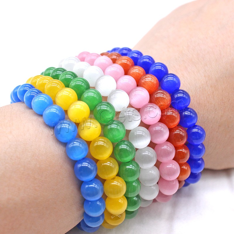 Bracelets Chatoyant, Oeil de chat, Rond, unisexe & normes différentes pour le choix, plus de couleurs à choisir, Longueur:Environ 7.5 pouce, Vendu par brin