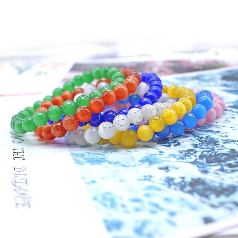 Bracelets Chatoyant, Oeil de chat, Rond, unisexe & normes différentes pour le choix, plus de couleurs à choisir, Longueur:Environ 7.5 pouce, Vendu par brin