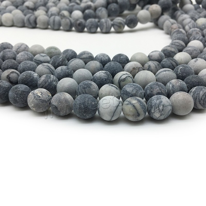 Network Stone Beads, Round, different size for choice & frosted, black, Hole:Approx 1mm, Length:Approx 14.9 Inch, Sold By Strand