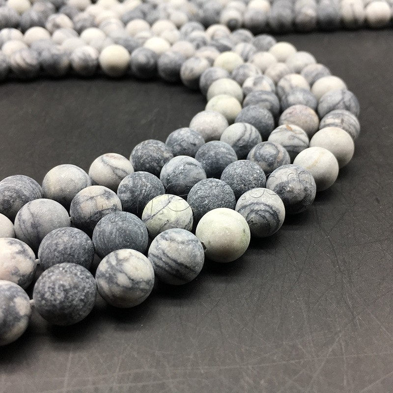 Network Stone Beads, Round, different size for choice & frosted, black, Hole:Approx 1mm, Length:Approx 14.9 Inch, Sold By Strand