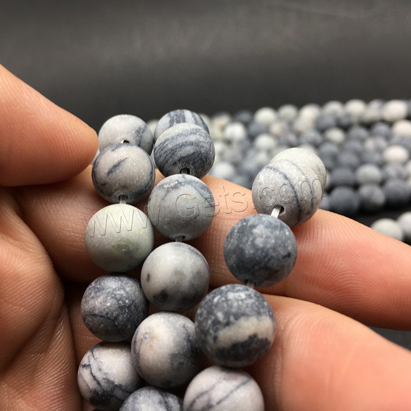 Network Stone Beads, Round, different size for choice & frosted, black, Hole:Approx 1mm, Length:Approx 14.9 Inch, Sold By Strand