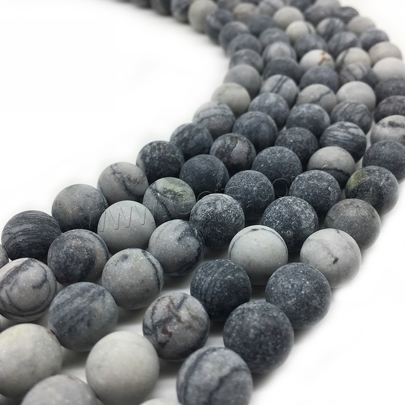 Network Stone Beads, Round, different size for choice & frosted, black, Hole:Approx 1mm, Length:Approx 14.9 Inch, Sold By Strand