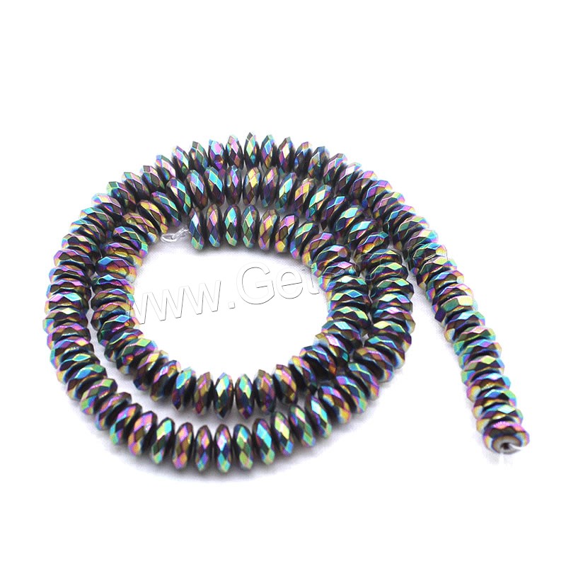 Hematite entrepiezas, Redondo aplanado, chapado, diverso tamaño para la opción & facetas, más colores para la opción, agujero:aproximado 1mm, longitud:aproximado 14.9 Inch, Vendido por Sarta