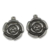 Edelstahl Blume Anhänger, Rose, originale Farbe, 23x20x4mm, Bohrung:ca. 1.7mm, 50PCs/Tasche, verkauft von Tasche