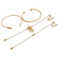 Zinc Alloy Bracelet Set, gold color plated, 4 pieces & oval chain & for woman & with rhinestone 